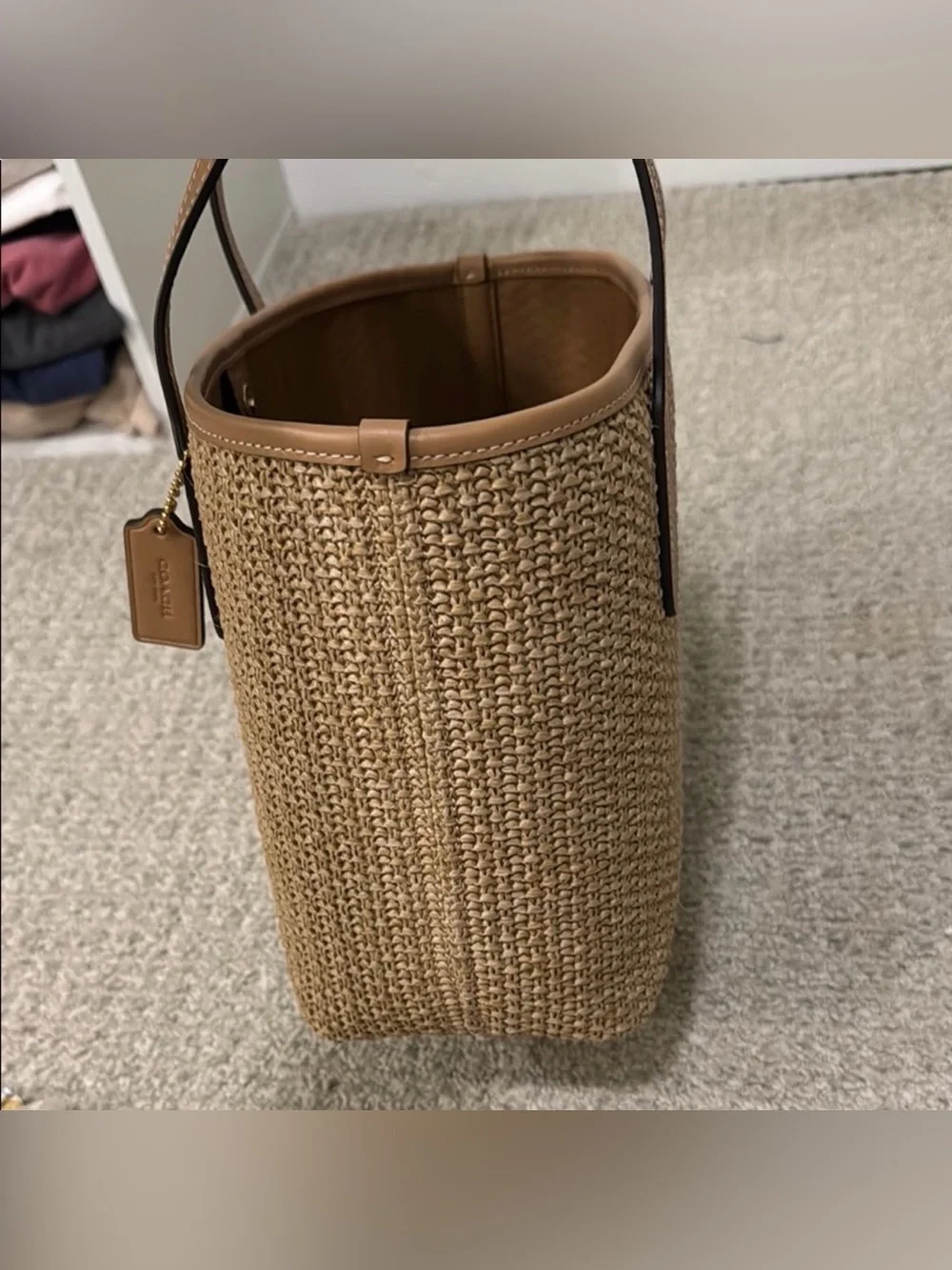 Coach Small City Straw Tote